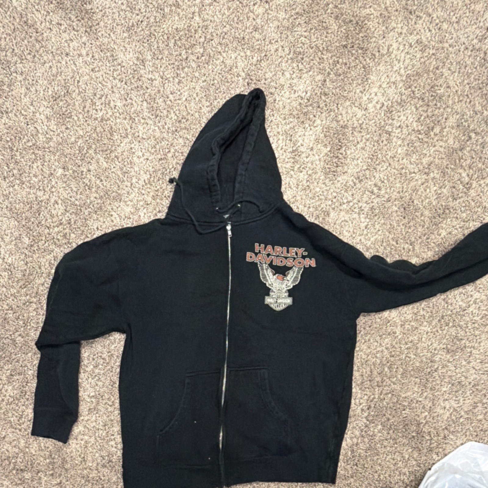 Harley-Davidson Voodoo Graphic Print Fleece Full Zip Hoodie XL Black