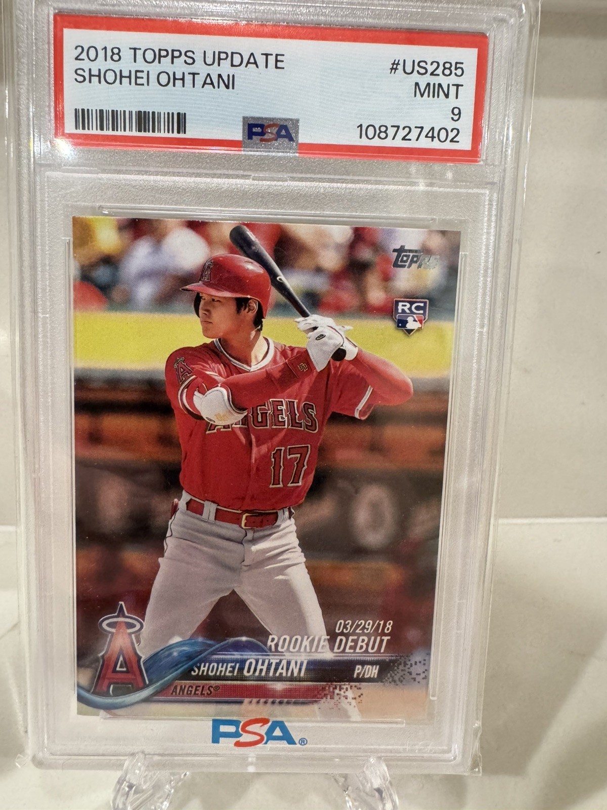 2018 Topps Update Series - Rookie Debut Shohei Ohtani #US285 (RC) PSA 9!