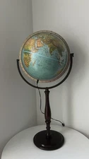 Denmark Karl F Harig Glow Scan-Globe A/S Wooden Stand  ModernLight Up Globe 39”H