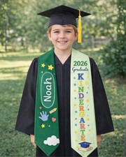 Personalized Kindergarten Graduation Stole, Custom Name Kids Graduation Sash Cla