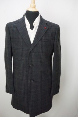 Isaia Napoli Multicolor Blue Flannel Heavy Wool Overcoat Sz 40R BRAND NEW