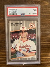 1989 Fleer - Billy Ripken #616 FF on Bat Knob - PSA 7