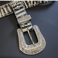 Blazin Roxx Leather Belt Western Cowgirl Zebra Rhinestones Ranch Rodeo M
