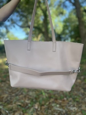 London Fog Blush Tote Bag Large Shoulder Purse + Wristlet Nude Pink