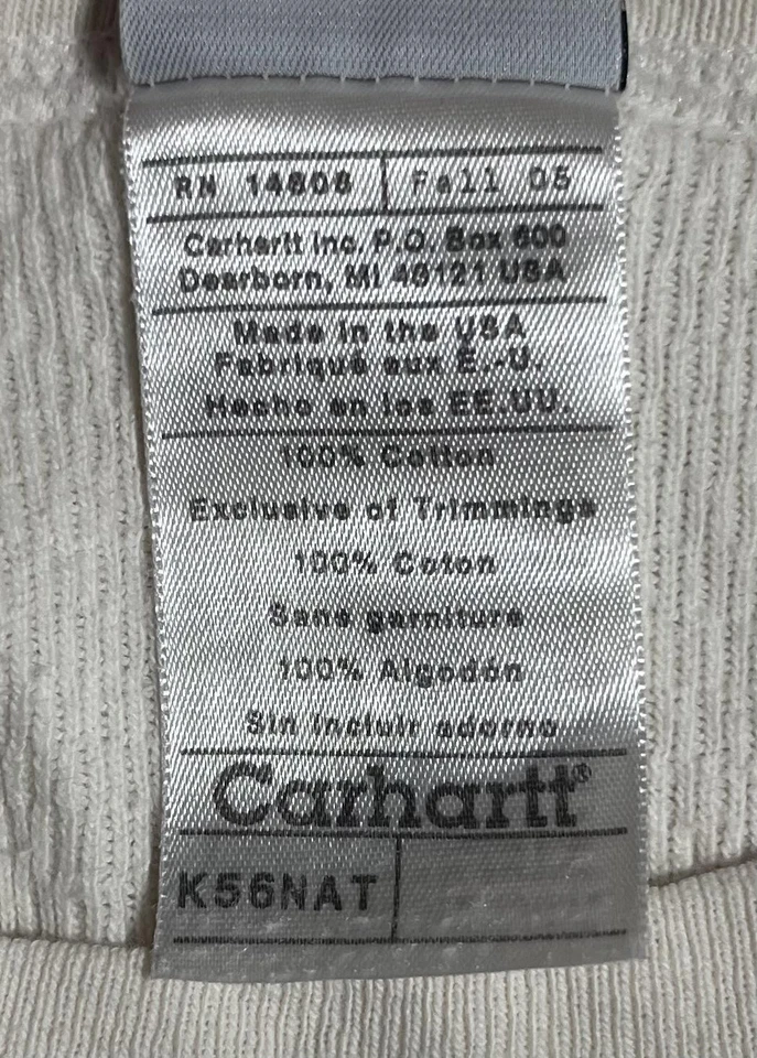 Camisa masculina vintage Carhartt 2XL waffle térmica manga longa feita nos EUA 00s K56NAT - Imagem 4 de 4