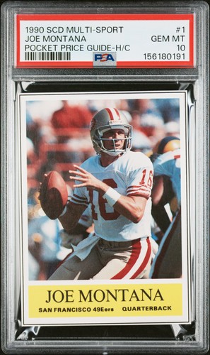 156180191 Joe Montana 1990 SCD Pocket Price Guide #1 PSA 10