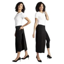 Betabrand Black 'The Sassiest Pants' Crop Pants Skirt Overlay MP Medium Petite