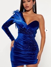 Fashion Nova Women's Blue Velvet Bodycon Dress Size M
