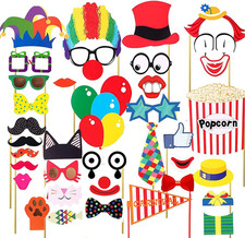36PCS Circus Photo Booth Props Funny Carnival Theme Party Decorations
