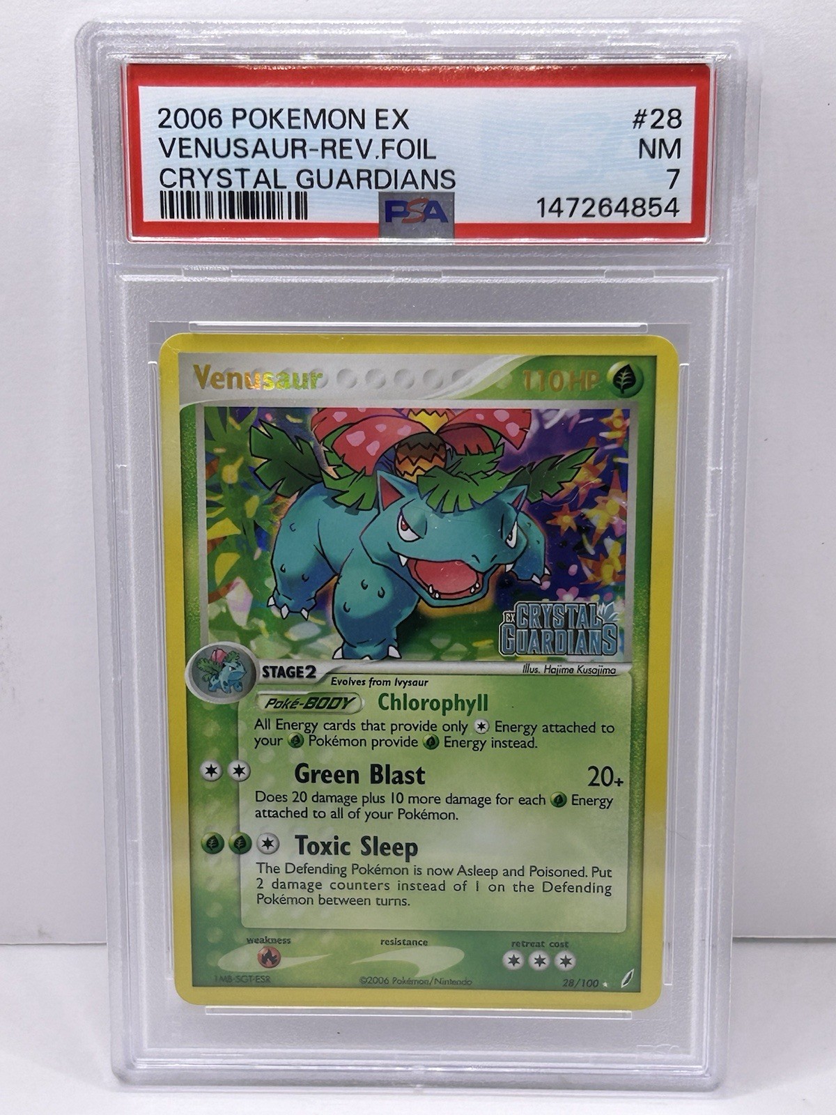 2006 POKEMON EX CRYSTAL GUARDIANS #28 VENUSAUR-REVERSE FOIL PSA 7