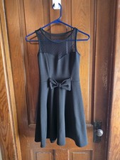 January 7 Little Black Dress Size Small Mesh Neck Bow Accent