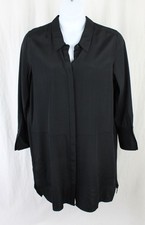 Halston Heritage Women's Black Full Button Front Long Sleeve Shirt Dress Size 14