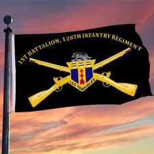 1st Battalion, 128th Infantry Regiment Flag 3x5Feet with Brass Grommets Man Cave