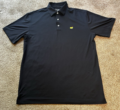 Masters Tech Polo Shirt Men s Large Black Golf Performance Augusta National Logo