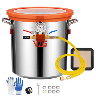 #ad 5 Gallon Vacuum Chamber with Tempered Glass Lid304 Stainless Steel Degassing... $165.08