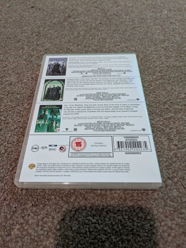 Complete Matrix Trilogy on DVD with Protective Sleeve Region 2 - Image 4 of 4
