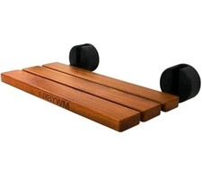 20" Wall Mounted Teak Folding Flip Up Shower Seat Chair Black Modern Hardware