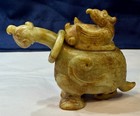 New ListingChinese Hetian Jade Carving 6.5” Dragon Tortoise Phoenix Incense Burner Tea Pot
