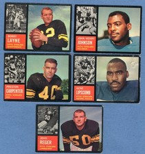 1962 Topps Football - 5 Card Lot - Pittsburgh Steelers - Layne - Steelers