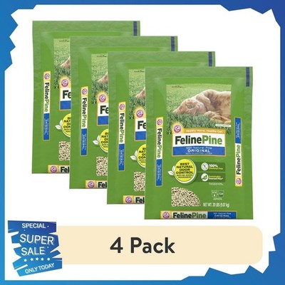 (4 pack) Feline Pine Original 100% Natural Cat Litter, 20 lb