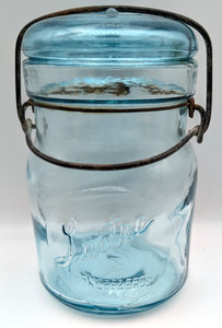 Estate find Vintage Blue Lustre Mason Quart Jar Free shipping