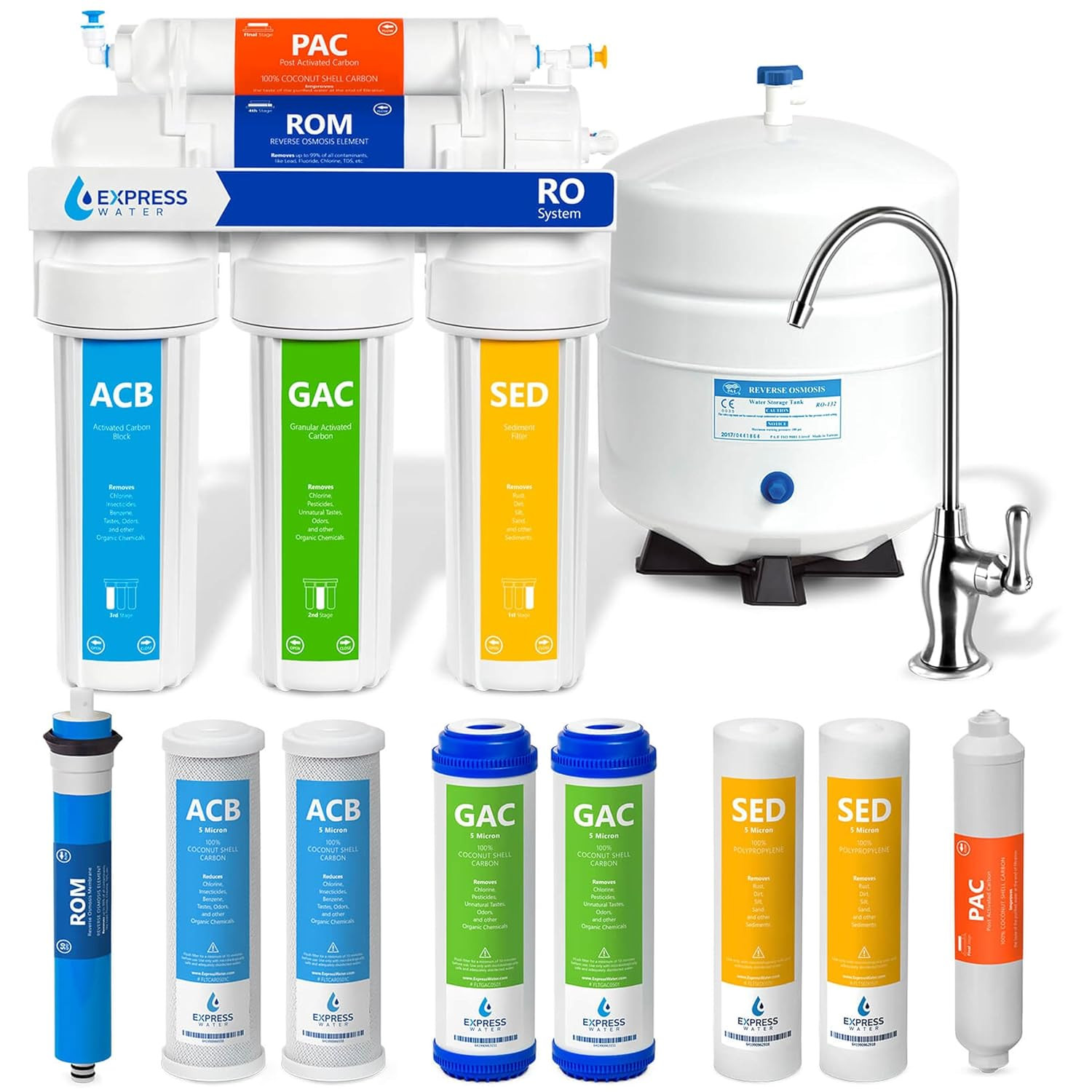 Express Water RO5DX Reverse Osmosis System 5-Stage Filtratio