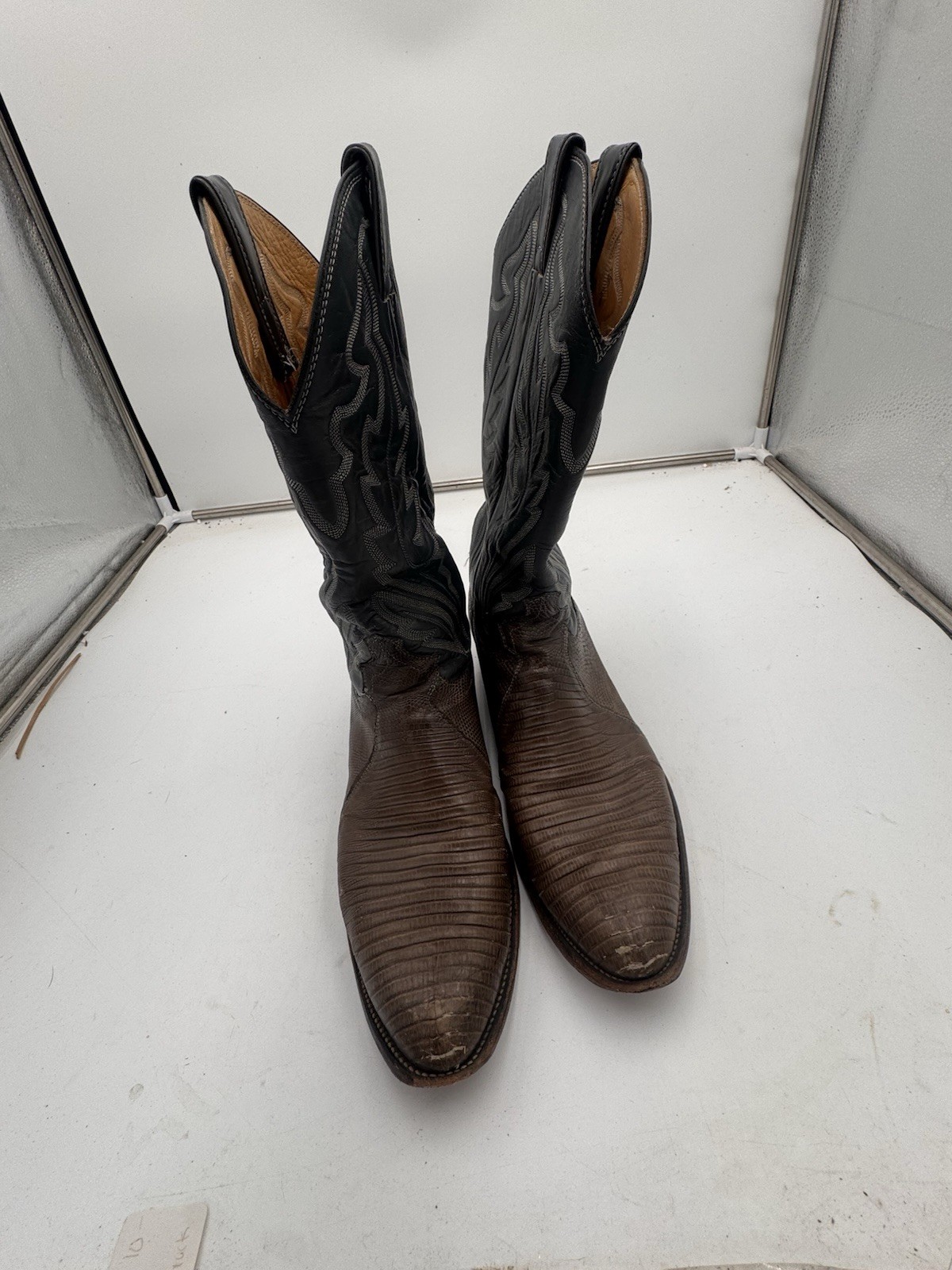 Vintage Justin Brown Snake Skin Cowboy Western Boots Mens Sz 8 D J717 USA Made