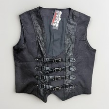 Gothic Steampunk Brocade Vest Corset Back Straps Spikes Devil Fashion 3XL