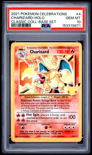 2021 POKEMON CELEBRATIONS CLASSIC COLLECTION #4 CHARIZARD-HOLO PSA 10