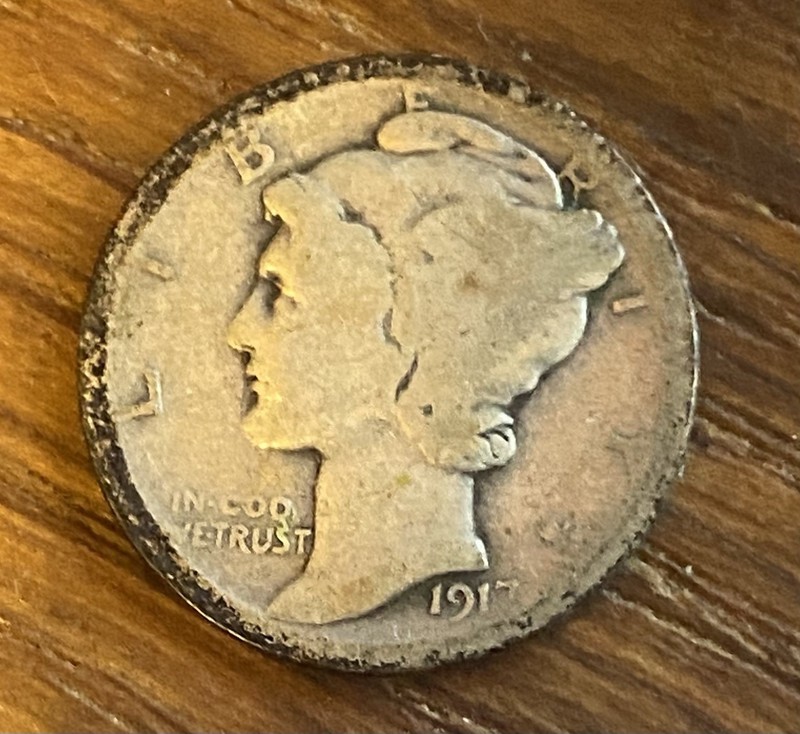 1917-D Mercury Dime Denver World War I Era 90% Silver Winged Liberty Coin