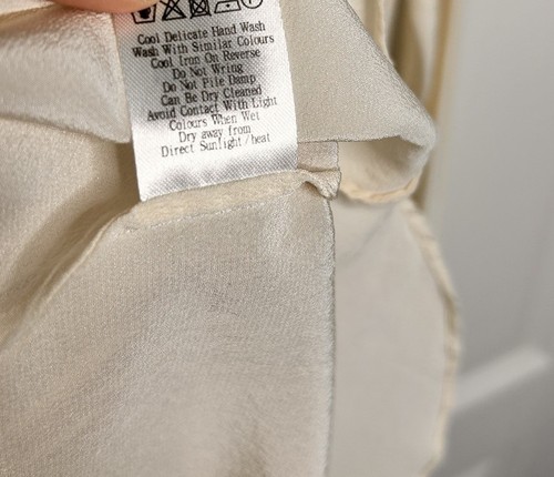 Pure Collection Damen 100 % Seide Tunika Bluse Größe 12 Creme Langarm Knopf - Bild 8 von 9