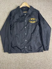 DC COMICS Batman Logo Windbreaker Jacket Mens Black Sz M