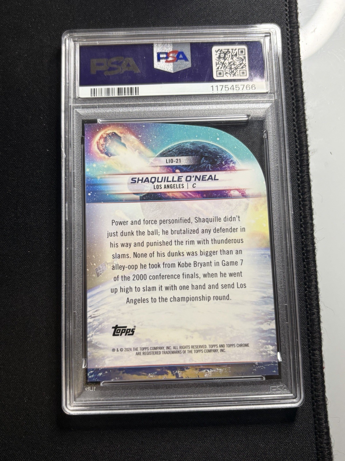 2023 Cosmic Chrome Shaquille O'Neal # LIO21 Launch/Orbit Blue Moon /99 PSA 10 view 2