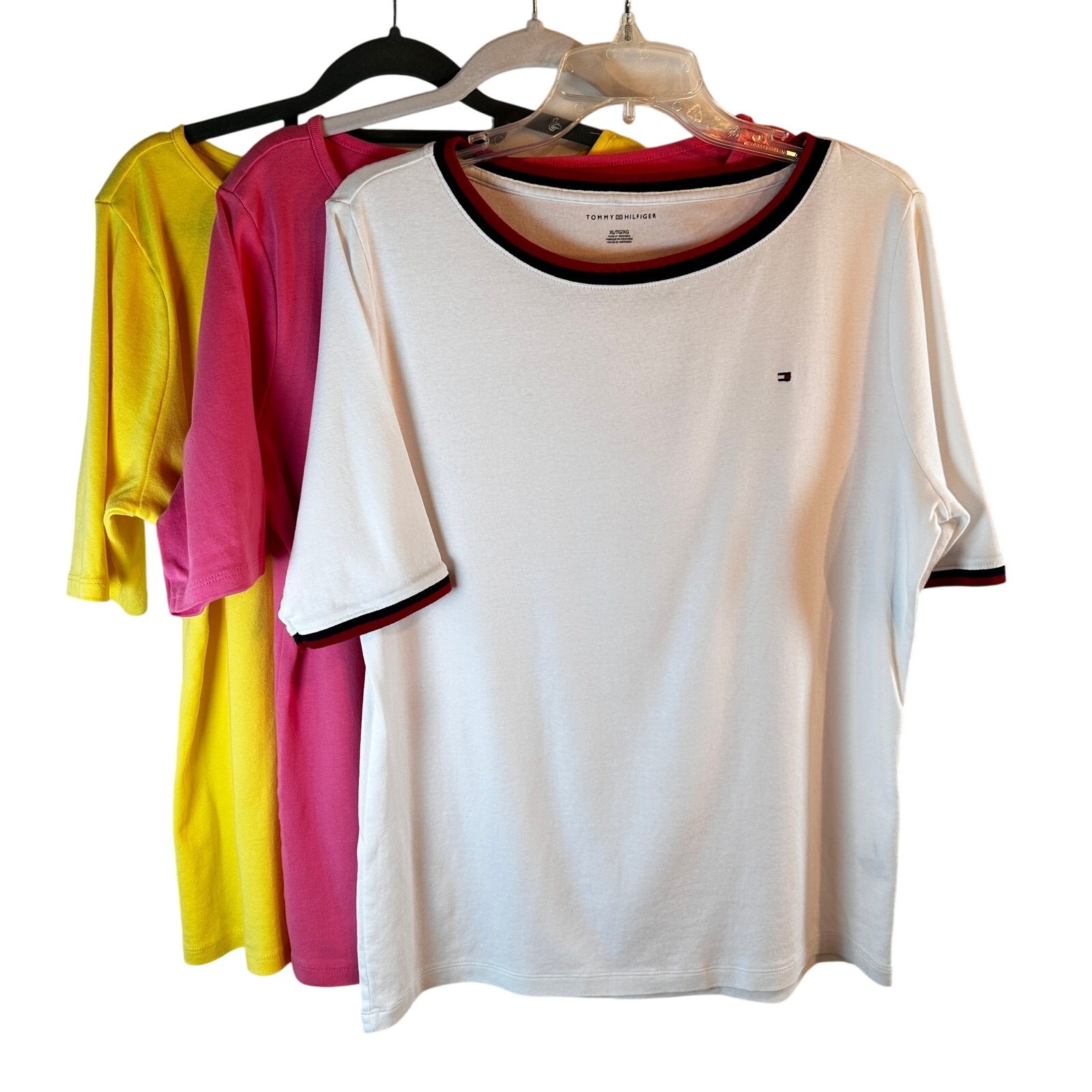 Tommy Hilfiger Bundle 3 TShirts XL Bright Colors Cotton Classic Fit