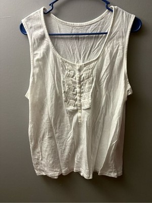 Women s White Sleeveless Ruffle Tank