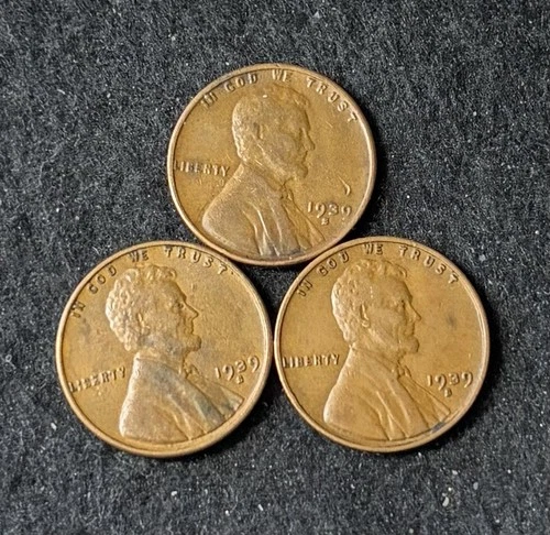 New Listing1939 S (3 Coins) Lincoln Wheat Pennies- Free Shipping