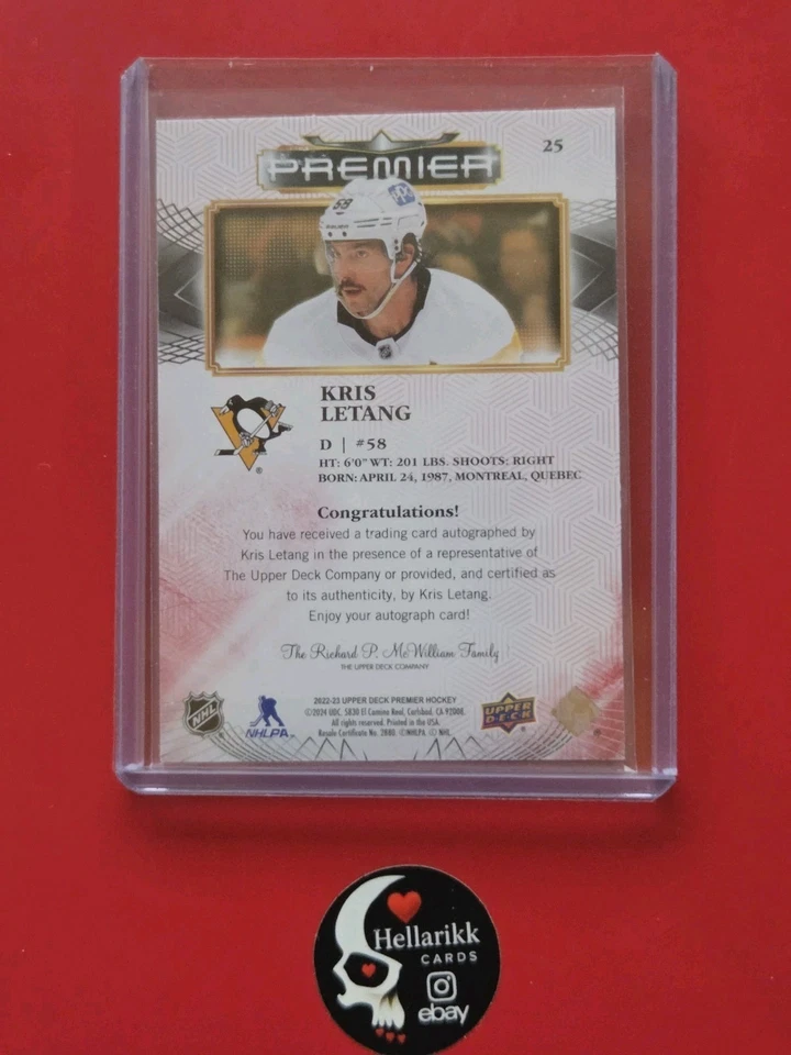 2022-23 Kristopher Letang Premier Auto #25 Pittsburgh Penguins Upper Deck  - Image 2 of 2