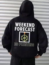HOT-Unisex Black Oversized Hoodie with 3D All-Weather Forecast & 2D Weather Map