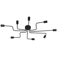 Black Industrial Modern Flush Ceiling Lamp Holder Lights Fixture For 8 E27