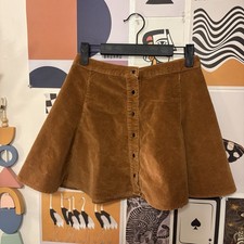 Brandy Melville Brown Button front Skater Short Corduroy Mini Skirt One Size