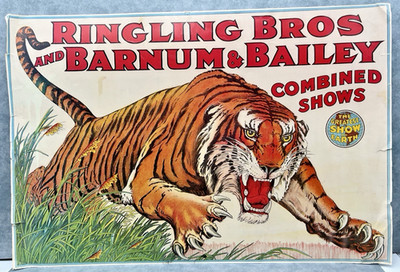 RINGLING BROS BARNUM BAILEY COMBINED SHOWS ILLINOIS LITHO CIRCUS POSTER 22 X 33''