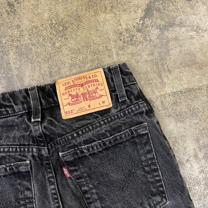 Levis Jeans Womens 512 90s Paper Tag Denim USA Vintage Trousers,Washed Black image 8