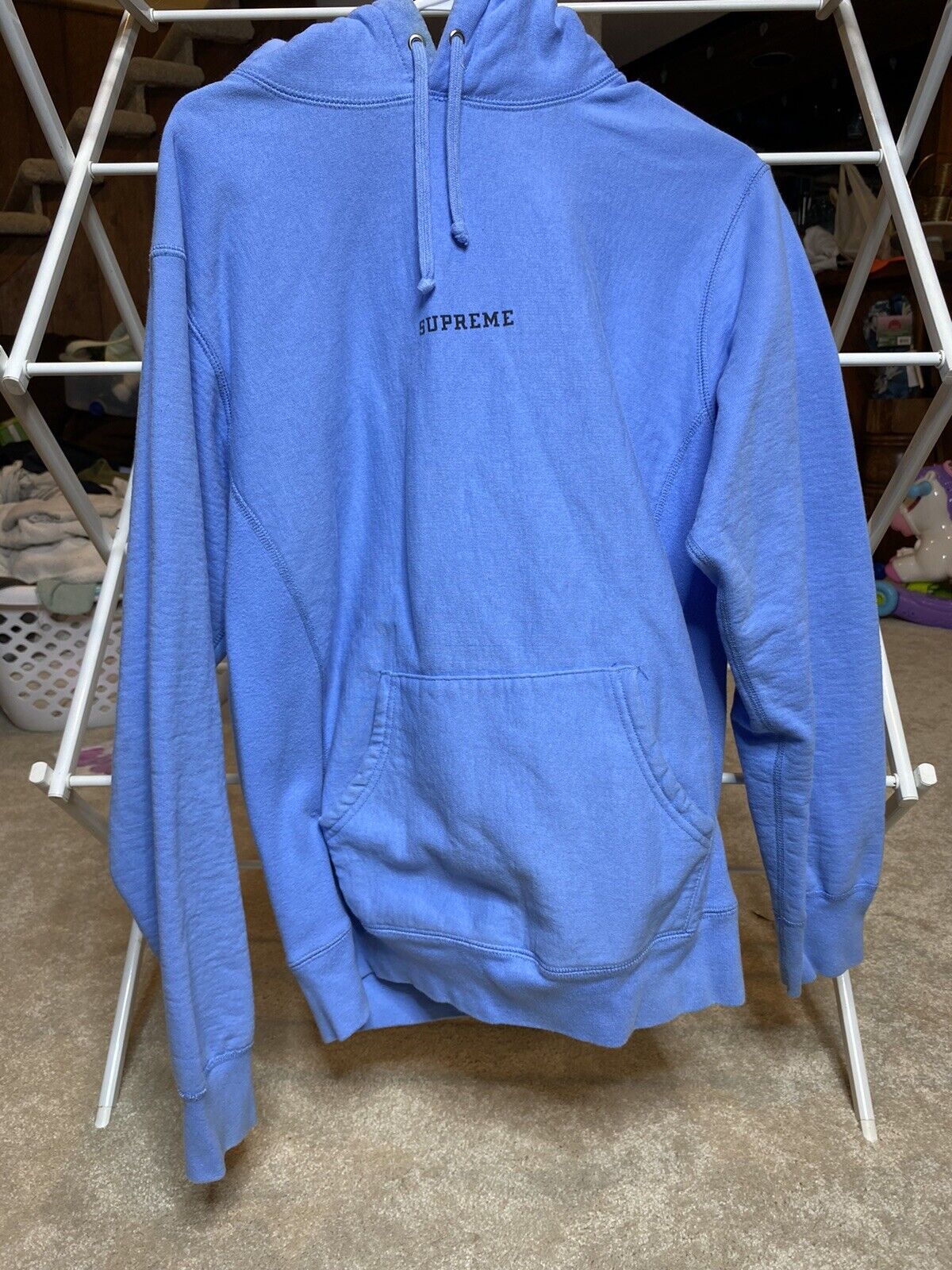 Supreme Mini Harvard Hoodie S/S 13 Columbia Blue Jordan Large Pullover  Heavyduty