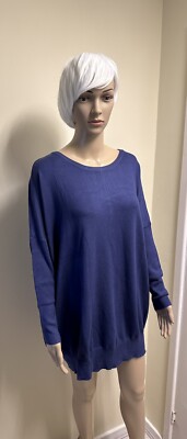 Neu ohne Etikett Zizzi blau langärmeliger Damenpullover Stretch weiches Gefühl Strick