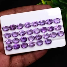 30 Pcs VVS Natural Amethyst 9mmx7mm Untreated Faceted Cut Loose Gemstones Lot