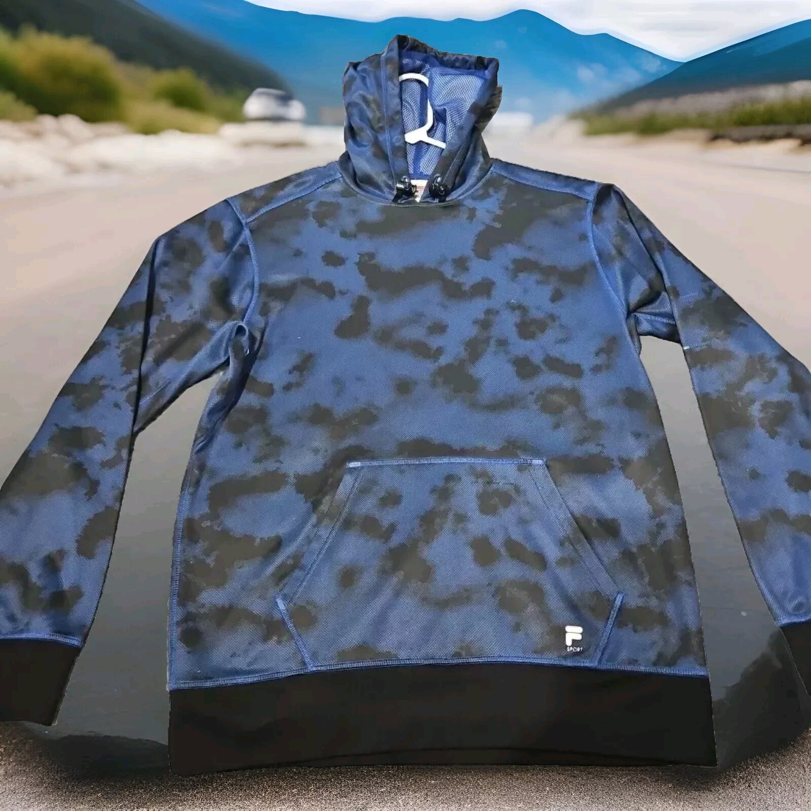 Fila Sports Felpa con Cappuccio Pullover Uomo Blu Nero Performance Track Taglia M