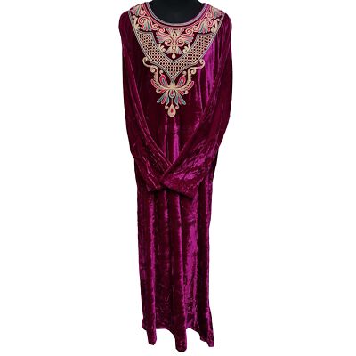 Damen Samt Langarm Maxikleid Kaftan Farasha Abaya Robe Jilabiya