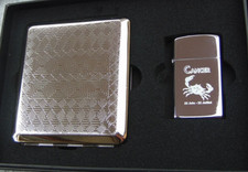 Original ZIPPO Feuerzeug Krebs Slim Zippo +Zigarettenetui  inGeschenkverpackung