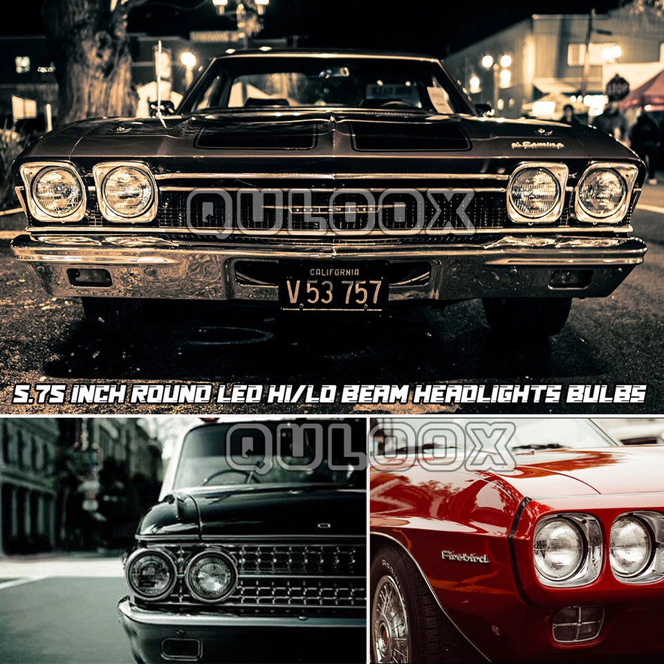 4PCS 5-3/4 5.75" white LED HaLo Headlights For Chevy Impala Bel Air El Camino - Image 3 of 4