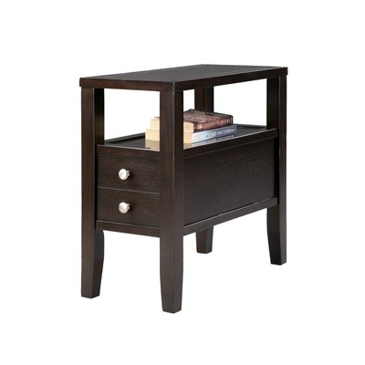 24 Brown End Table With Two Drawers